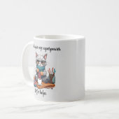 面白い編み物マグカップ 超能力猫 コーヒーマグカップ (正面左)