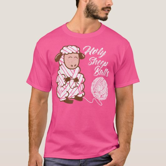 面白い編み物好きのための「Holy Sheep Balls」 Tシャツ (正面)