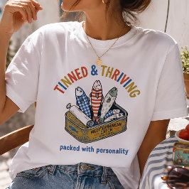 面白い缶詰めの魚 サーディン 漁師 コア レトロ Tシャツ