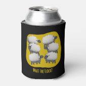 面白い羊のデザイン「What the Flock?」 缶クーラー (缶正面)