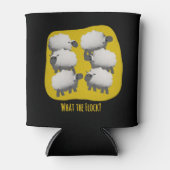 面白い羊のデザイン「What the Flock?」 缶クーラー (正面)