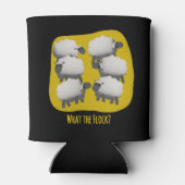 面白い羊のデザイン「What the Flock?」 缶クーラー (裏面)