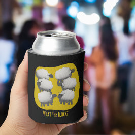 面白い羊のデザイン「What the Flock?」 缶クーラー