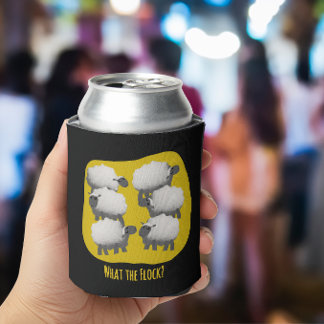 面白い羊のデザイン「What the Flock?」 缶クーラー