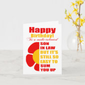 面白い義理の息子の誕生日おめでとう カード (黄色い花)