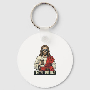 面白い聖父コーヒーヴィンテージ彫刻TシャツD キーホルダー