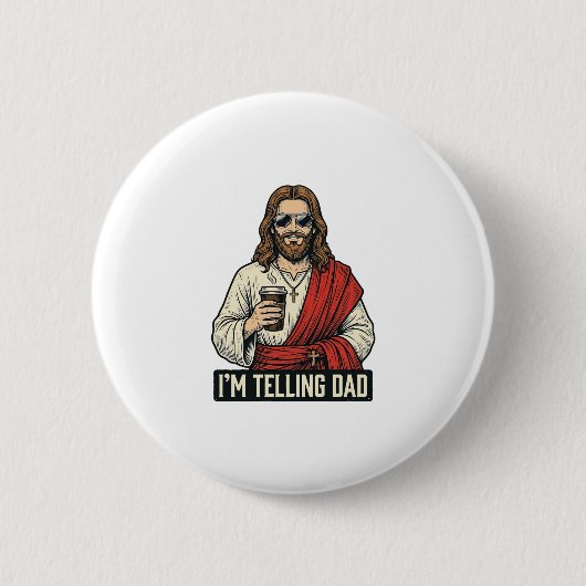 面白い聖父コーヒーヴィンテージ彫刻TシャツD 缶バッジ (正面)