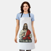 面白い聖父コーヒー ビンテージ 彫刻Tシャツ D エプロン (着用した状態)