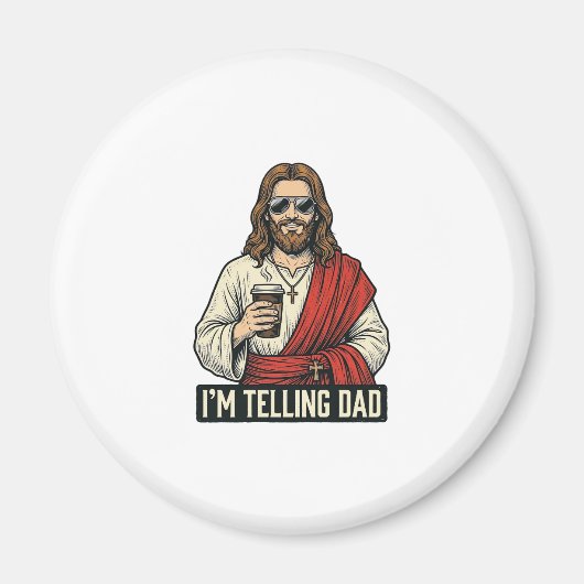 面白い聖父コーヒー ビンテージ 彫刻Tシャツ D マグネット (正面)