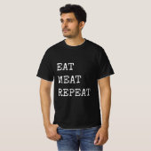 面白い肉食動物 肉を食べてリピート Tシャツ (正面フル)