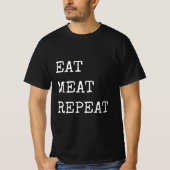 面白い肉食動物 肉を食べてリピート Tシャツ (正面)