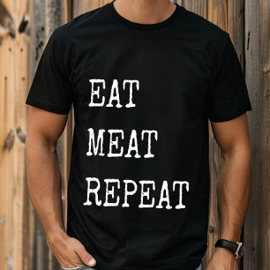 面白い肉食動物 肉を食べてリピート Tシャツ