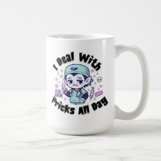 面白い臨床検査技師 かわいいヴァンパイア サラリーマン風刺Tシャツ コーヒーマグカップ