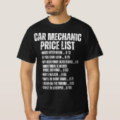 面白い自動車整備士の価格表 Tシャツ (正面)