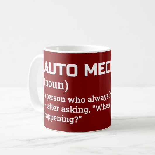面白い自動車整備士の定義マグカップ コーヒーマグカップ (正面左)