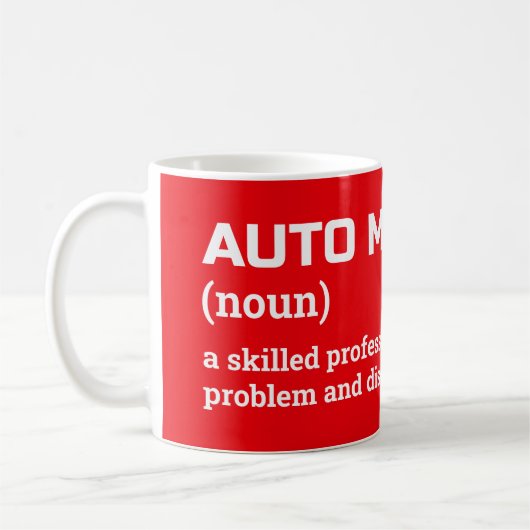 面白い自動車整備士の定義 コーヒーマグカップ (左)
