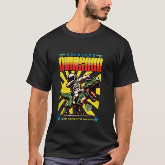 面白い自閉症啓発恐竜先史時代ニューロダイバーシティ Tシャツ (正面)