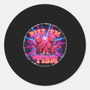 面白い自閉症 Rizz Em With The Tism カピバラ ミーム A ラウンドシール