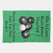 面白い芝生ボウリング VS ゴルフ デザイン、タオル キッチンタオル (横)