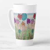 面白い花と茎 カフェラテマグ (左アングル)