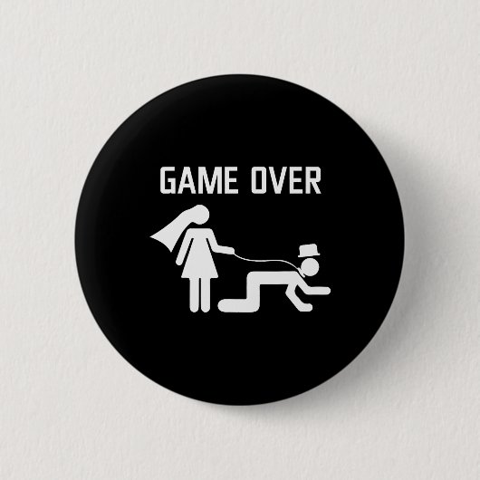 面白い花嫁 花婿 結婚 独身パーティー 缶バッジ (正面)