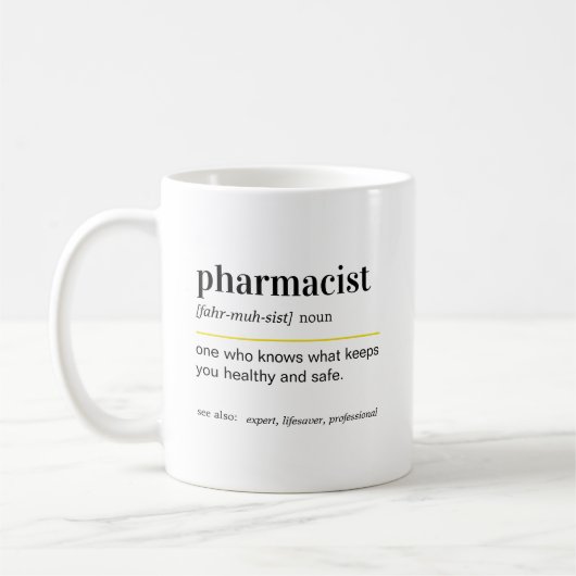 面白い薬剤師の定義ギフト コーヒーマグカップ (左)