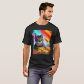面白い虹の猫タコキティインターネットミーム Tシャツ (正面フル)