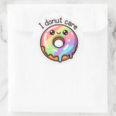 面白い虹色ドーナツステッカー "I Donut Care" ラウンドシール (バッグ)