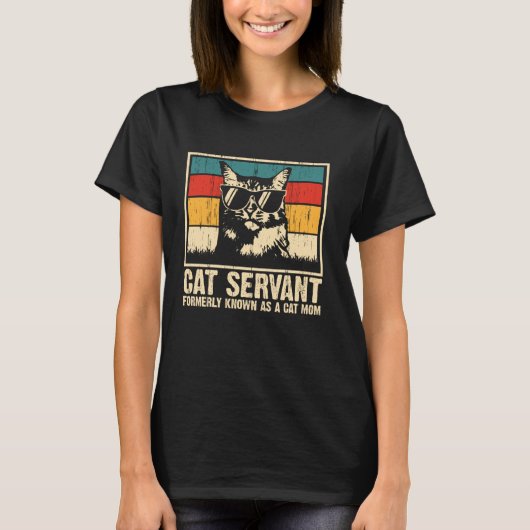 面白い蛾の猫メイド 元猫ママ Tシャツ (正面)