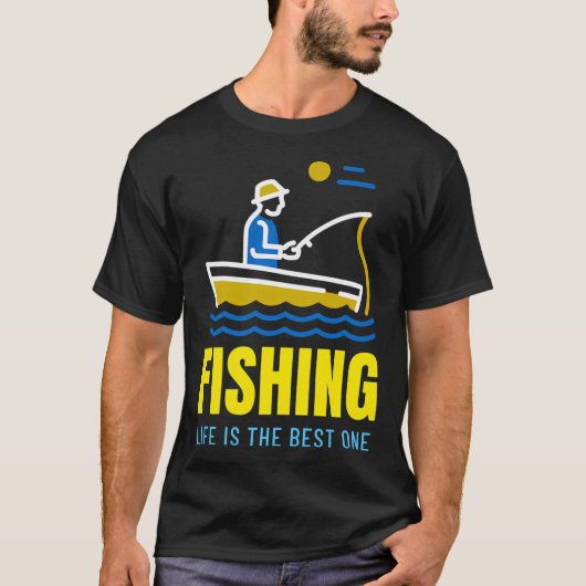 面白い表現 起きろ 起きろ 魚釣りの時間だ Tシャツ (正面)