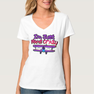 面白い複葉機の飛行機 Tシャツ