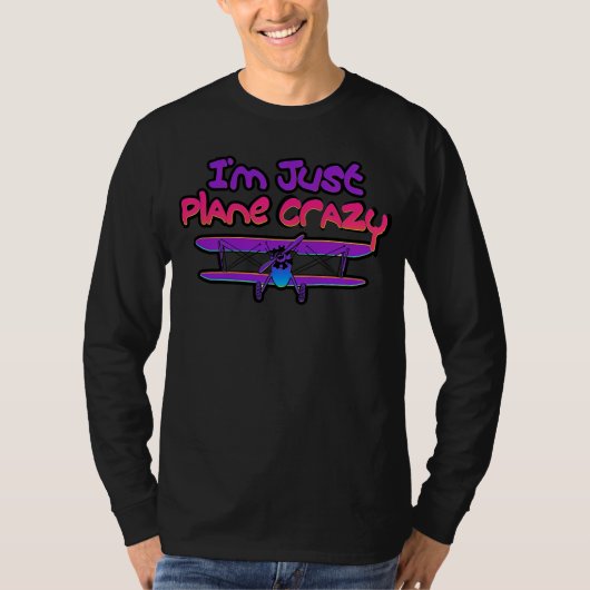 面白い複葉機の飛行機 Tシャツ (正面)
