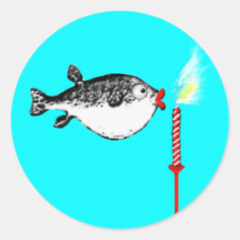 面白い誕生日おめでとう魚 ラウンドシール