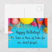 面白い誕生日おめでとう - 私のためにケーキを残しておいて ポストカード (正面/裏面)