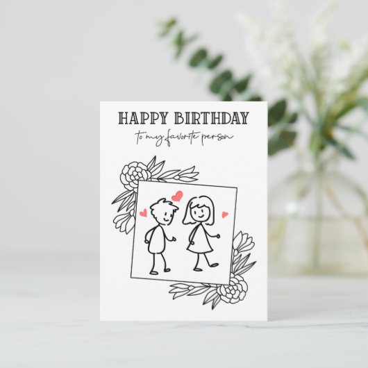 面白い誕生日の恋人 私の大好きな人へ ポストカード (スタンド正面)