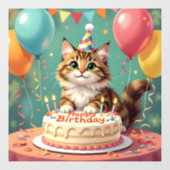 面白い誕生日の猫 ウィンドウサイン (シート)