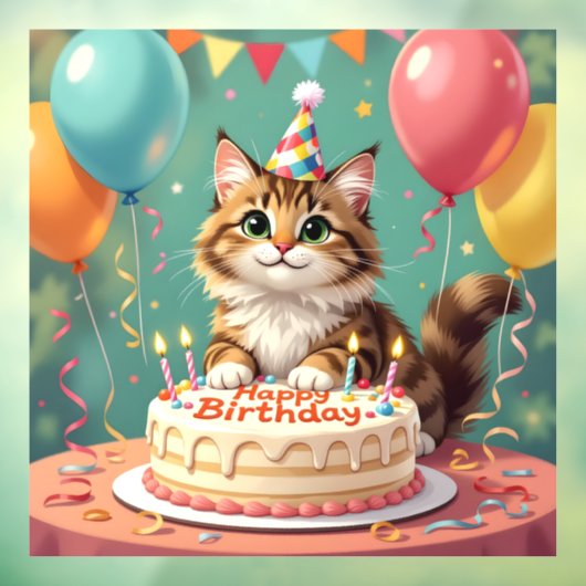 面白い誕生日の猫 ウィンドウサイン (シート3)