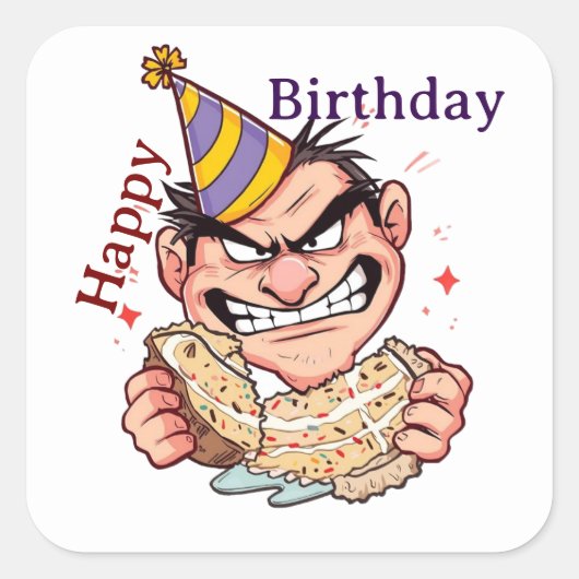 面白い誕生日ステッカー スクエアシール (正面)