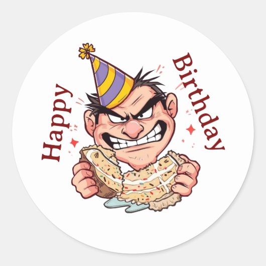 面白い誕生日ステッカー ラウンドシール (正面)