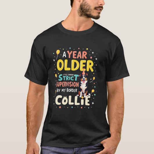 面白い誕生日プレゼント ボーダーコリー 犬 Tシャツ (正面)
