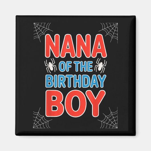 面白い誕生日少年のクモのテーマの言うおばあちゃん マグネット (正面)