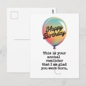 面白い誕生日 お誕生日おめでとう  ポストカード (正面/裏面)