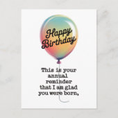 面白い誕生日 お誕生日おめでとう  ポストカード (正面)