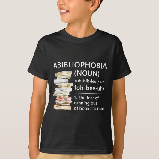 面白い読書好きのための製本恐怖症の定義 Tシャツ (正面)