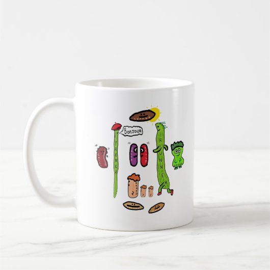 面白い豆のダジャレ コーヒーマグカップ (左)