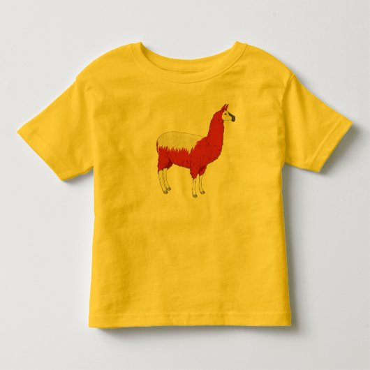 面白い赤いラマ トドラーTシャツ (正面)