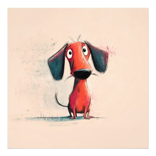 面白い赤い犬 - 幻想的なキャラクターアートペット フォトプリント (正面)