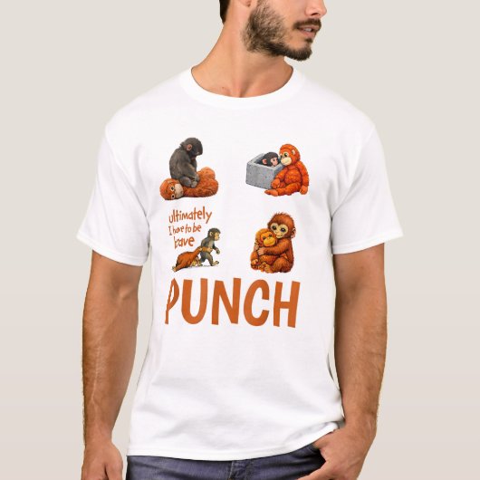 面白い赤ちゃんサルパンチかわいい霊長類のユーモア Tシャツ (正面)