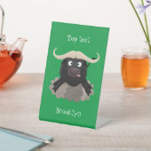 面白い走る水牛の漫画 台座サイン (インサイチュ)