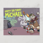 面白い路地の猫たちが名前の落書き誕生日を追加 ポストカード (正面)